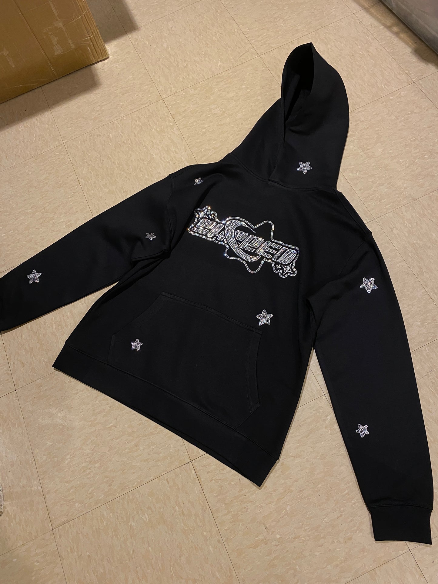 Rhinestone All Over Superstar Logo Pullover (Black)