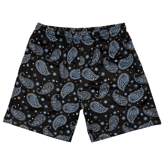 Paisley Shorts (Black/White/Blue)