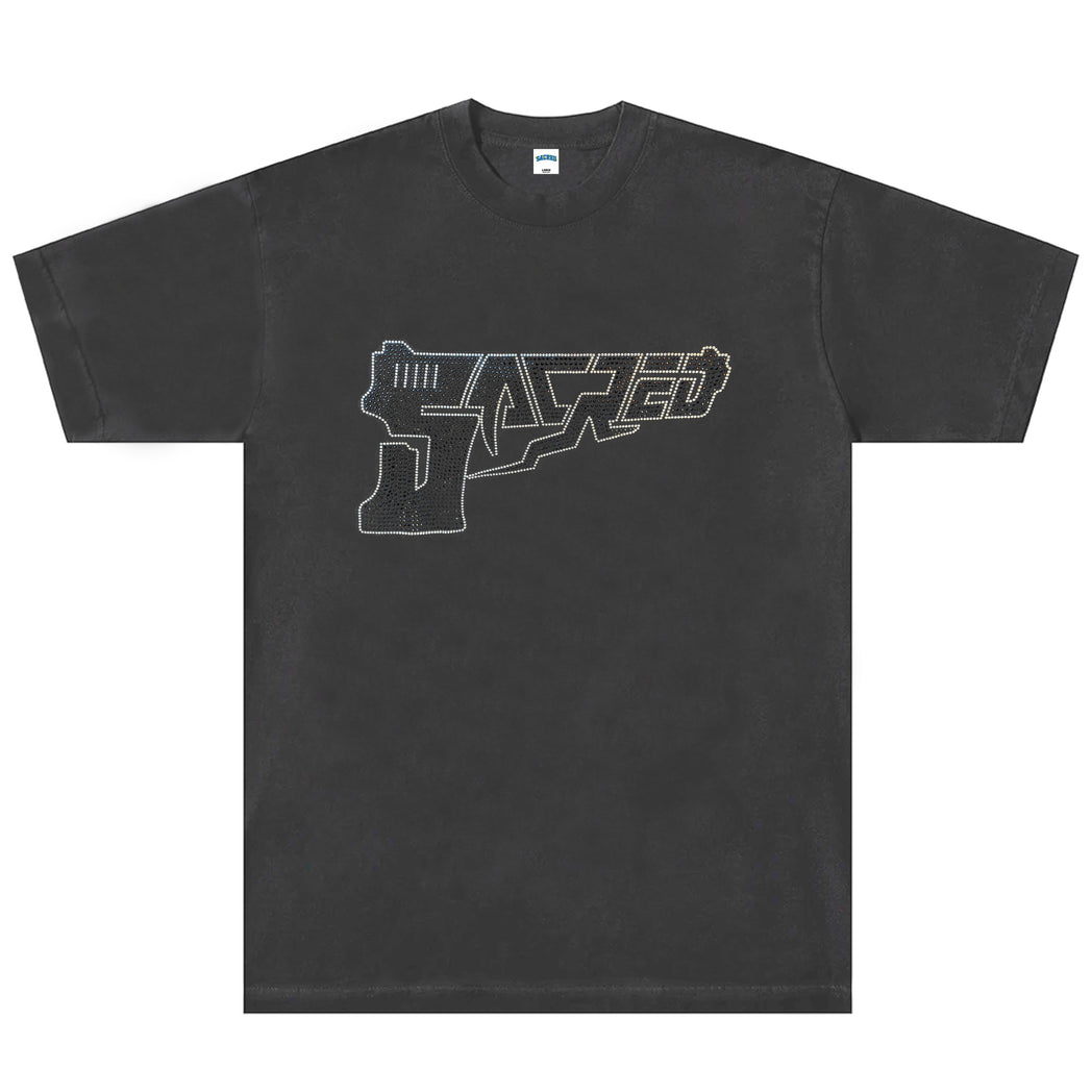 Rhinestone Gun Logo Tee (Vintage Wash Black)