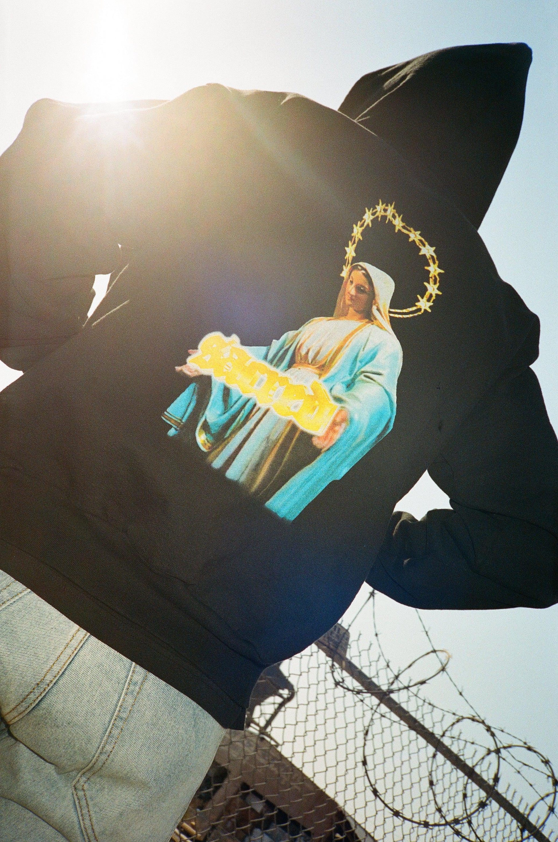 SACRED- Mary Pull Over Hoodie (Black)