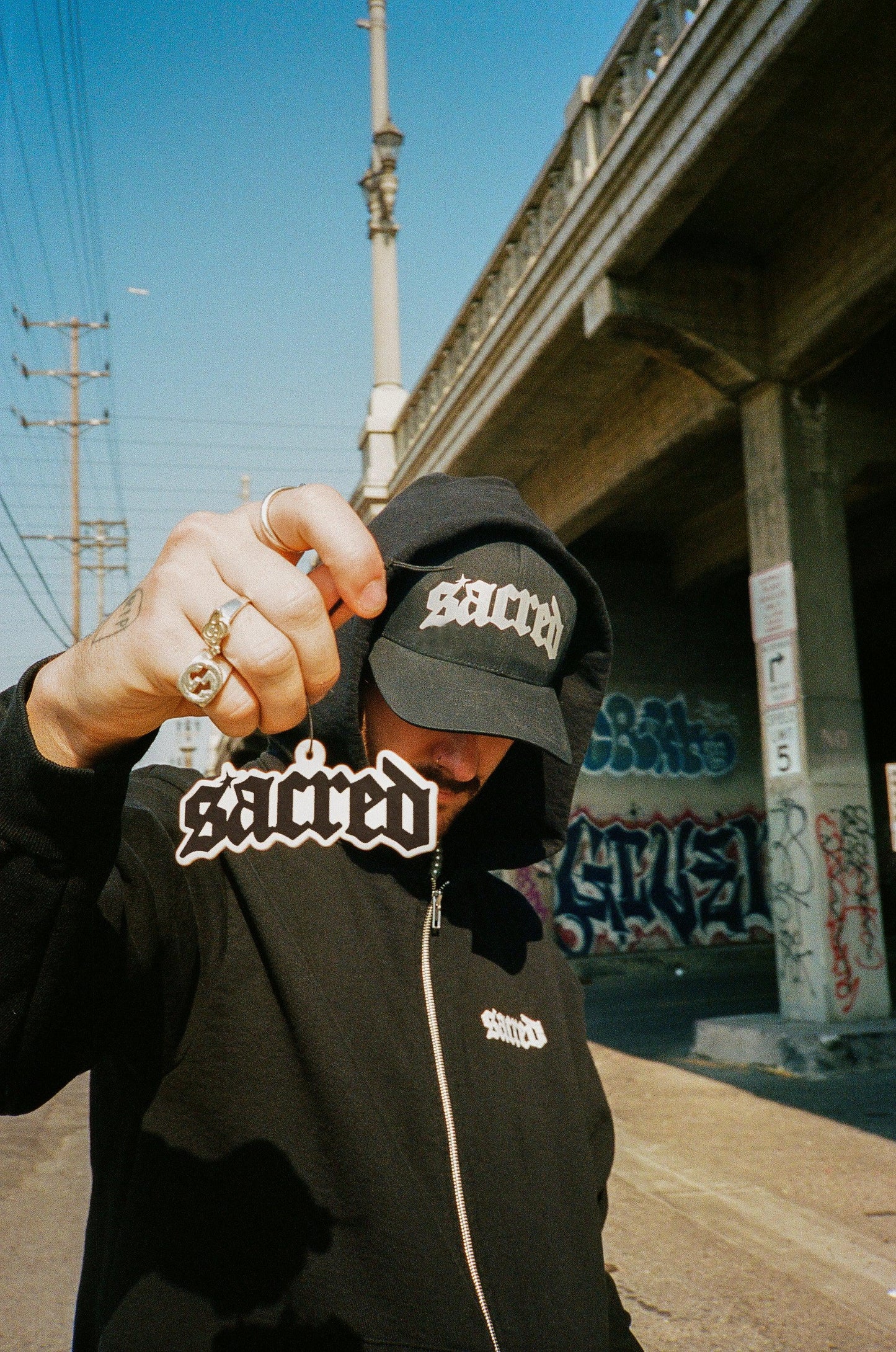 SACRED- Mary Zip Up Hoodie (Black)