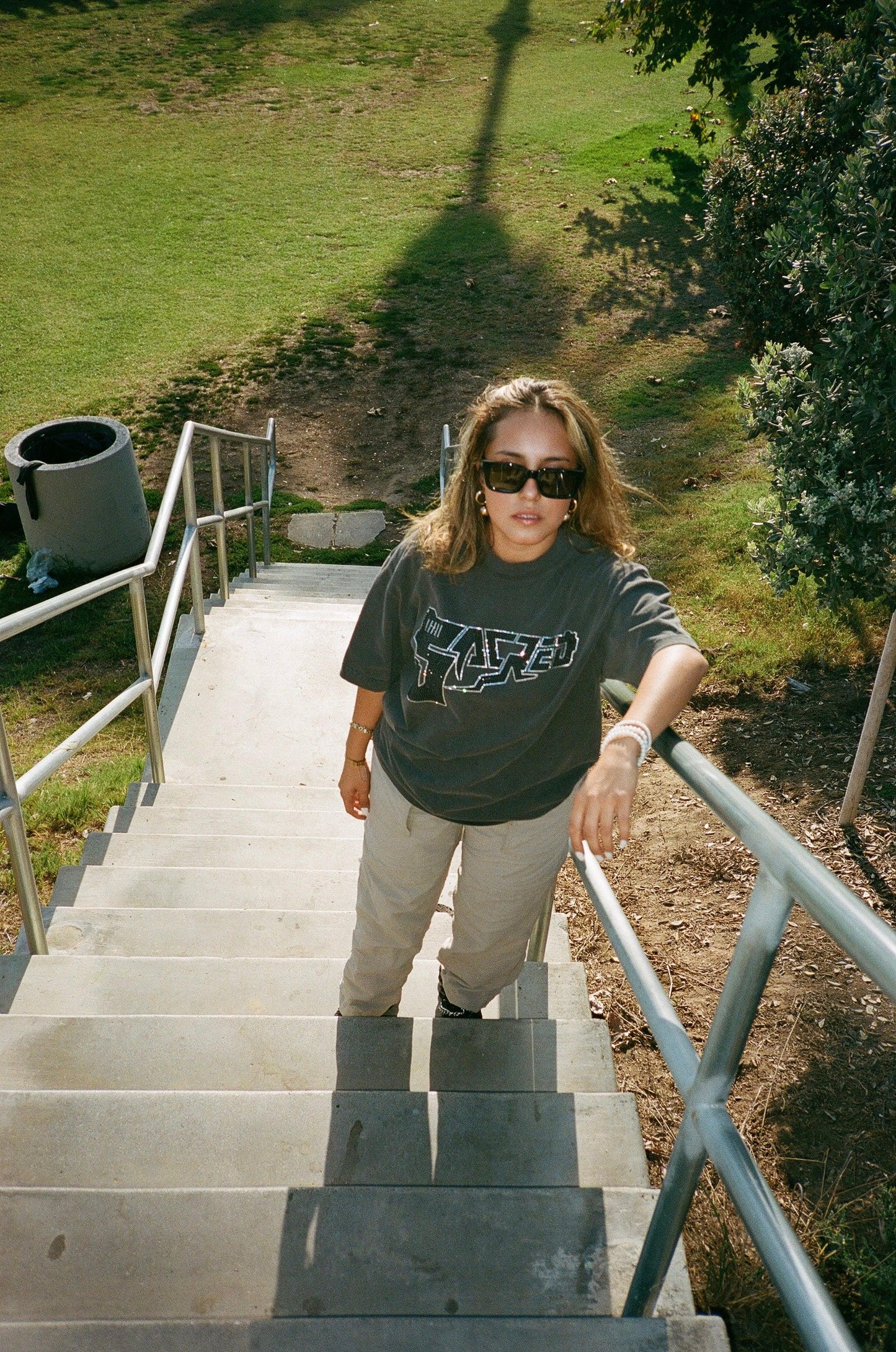 SACRED- Rhinestone Logo Tee (Vintage Wash Black)