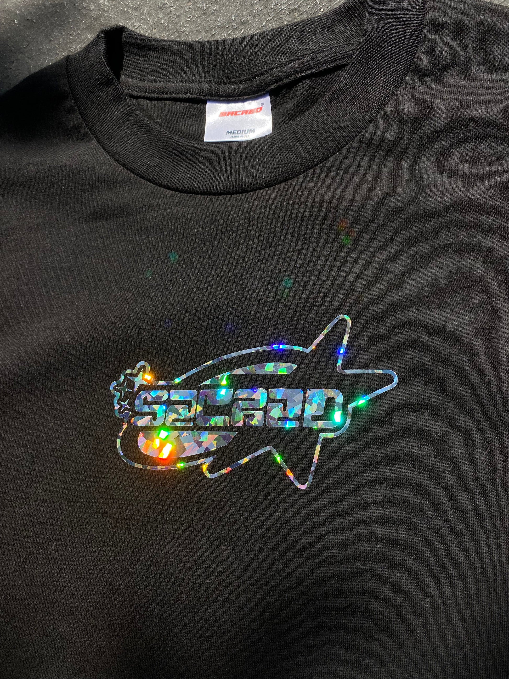 SACRED- Holographic Star Logo Tee (Black)