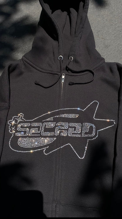 SACRED- Rhinestone Star Logo Hoodie (Black)