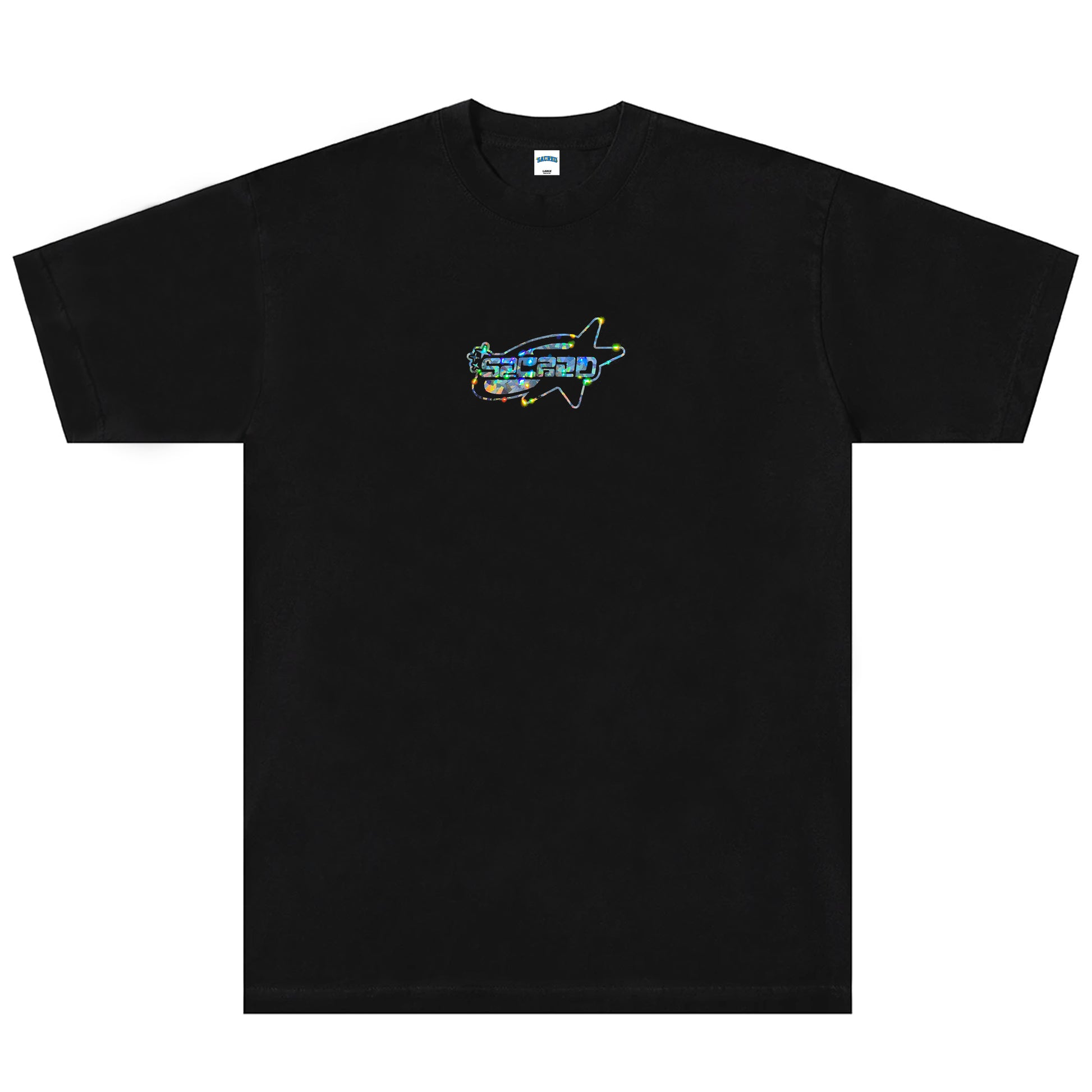 SACRED- Holographic Star Logo Tee (Black)