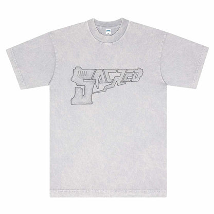 SACRED- Rhinestone Logo Tee (Mineral Wash Ice Grey)