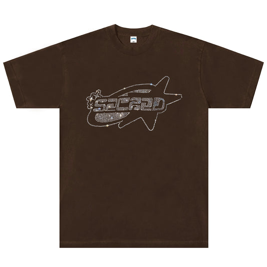 Rhinestone Star Logo Tee (Brown)